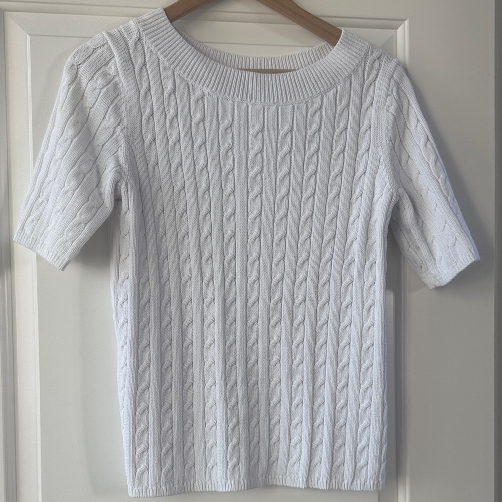 Talbots White Cable Knit Sweater
